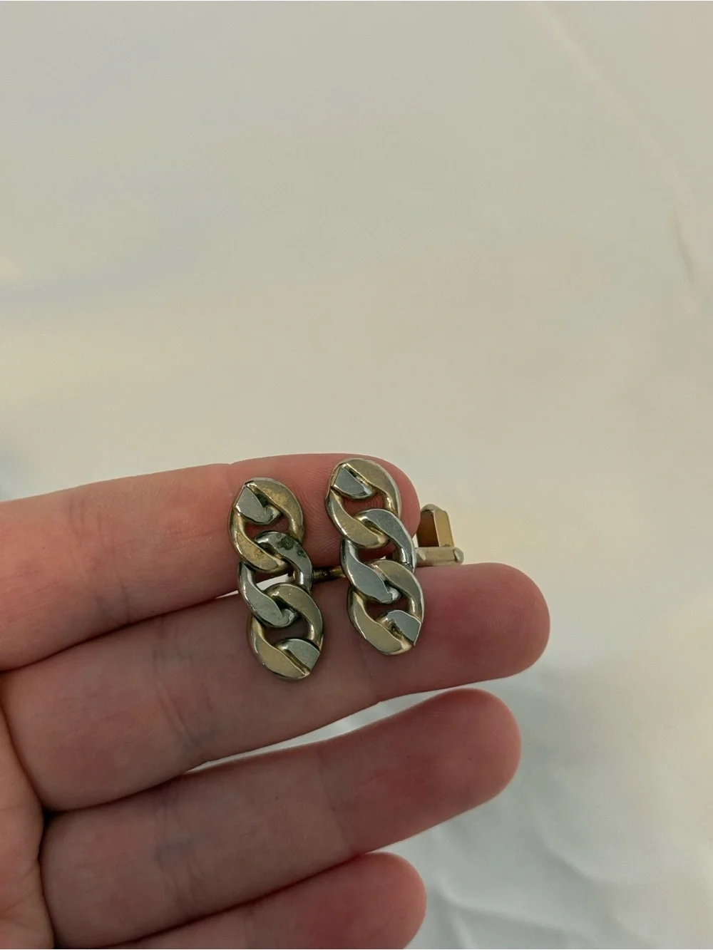 Vintage Swank Gold Silver Tone Chain Link Cufflinks Men’s Retro 1970s